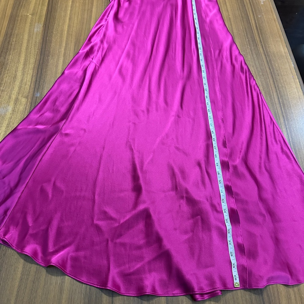 Banana Republic 100% Silk Maxi Dress Berry Pink Long Sleeve Wedding Guest NWT 12 - Picture 11 of 11